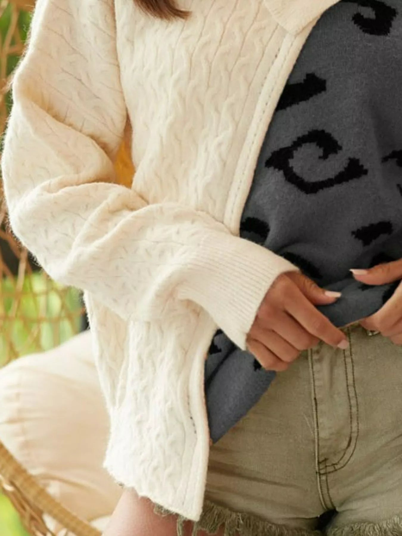 BiBi Cable - Knit Color Block One Shoulder Asymmetrical Sweater - Blu Lotus Boutique