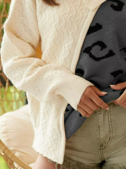 BiBi Cable - Knit Color Block One Shoulder Asymmetrical Sweater - Blu Lotus Boutique