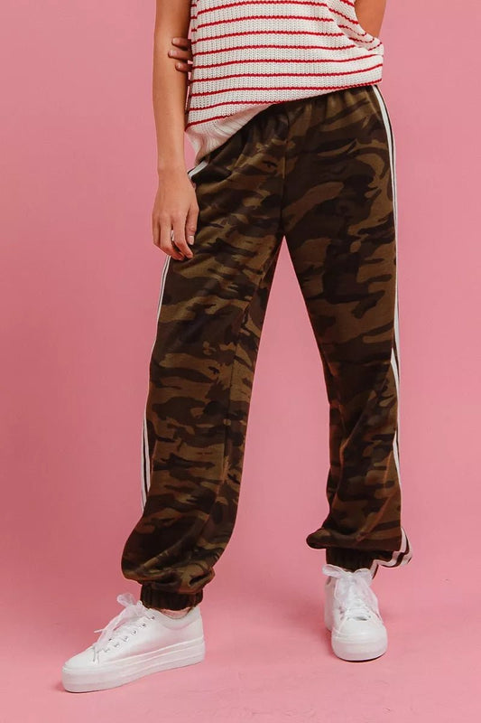 BiBi Side Lines Camouflage Track Pants - Blu Lotus Boutique