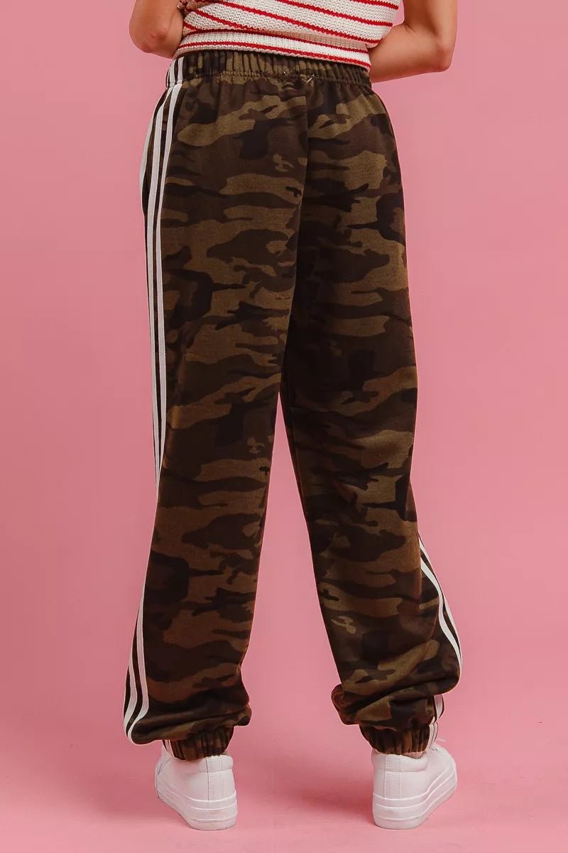 BiBi Side Lines Camouflage Track Pants - Blu Lotus Boutique