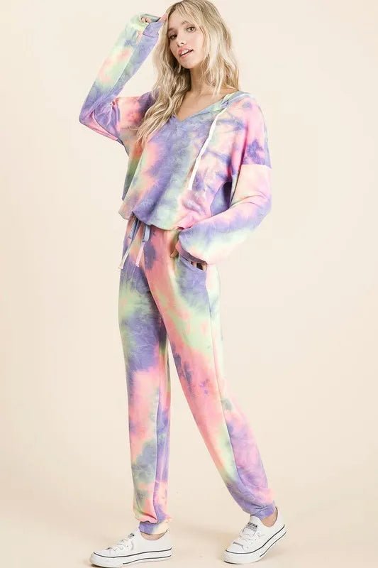 BiBi Tie Dye French Terry Top and Bottom Set - Blu Lotus Boutique