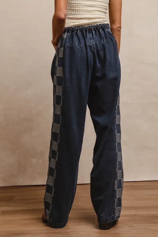 BiBi Washed Denim Mix And Match Long Pants - Blu Lotus Boutique