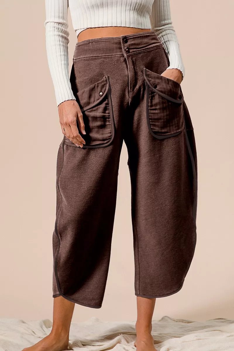 BiBi Washed Terry Pants with Pockets - Blu Lotus Boutique