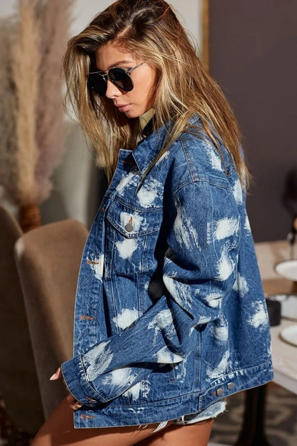 BiBi Washed Tie Dye Denim Jacket - Blu Lotus Boutique
