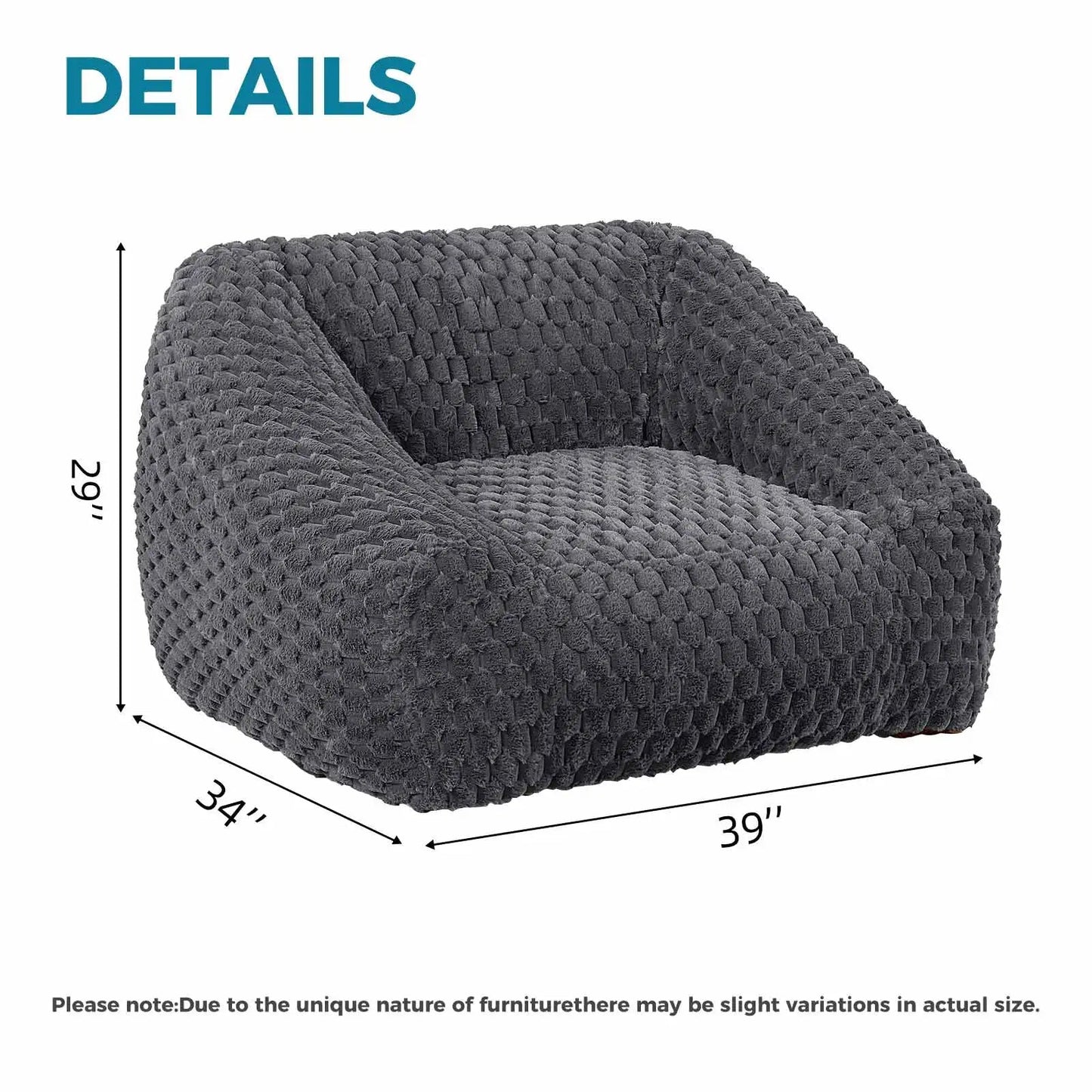 Big Bean Bag Chair with Filling Included - Large Memory Foam Sofa for Adults and Teens, Soft Couch for Living Room Bedroom - Blu Lotus Boutique