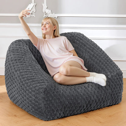 Big Bean Bag Chair with Filling Included - Large Memory Foam Sofa for Adults and Teens, Soft Couch for Living Room Bedroom - Blu Lotus Boutique