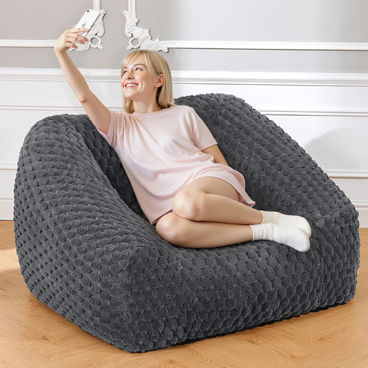 Big Bean Bag Chair with Filling Included - Large Memory Foam Sofa for Adults and Teens, Soft Couch for Living Room Bedroom - Blu Lotus Boutique