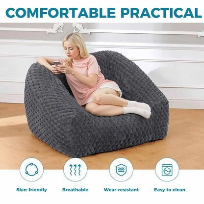 Big Bean Bag Chair with Filling Included - Large Memory Foam Sofa for Adults and Teens, Soft Couch for Living Room Bedroom - Blu Lotus Boutique