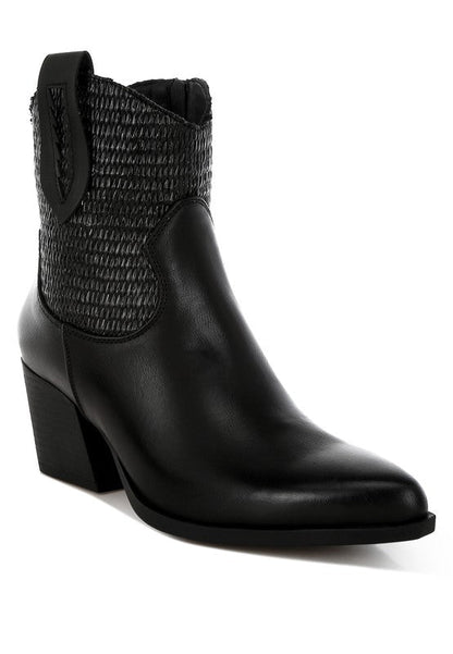 Big Mood Raffia & Faux Leather Cowboy Boots - Blu Lotus Boutique