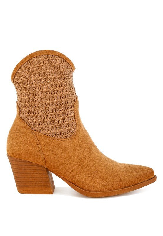 Bimmy Woven Pointy Western Boots - Blu Lotus Boutique