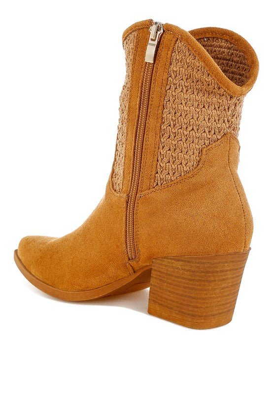 Bimmy Woven Pointy Western Boots - Blu Lotus Boutique