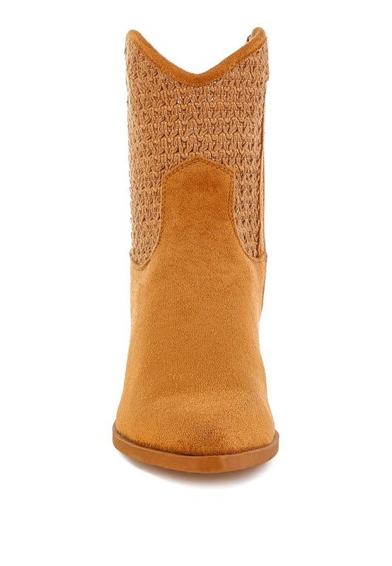 Bimmy Woven Pointy Western Boots - Blu Lotus Boutique
