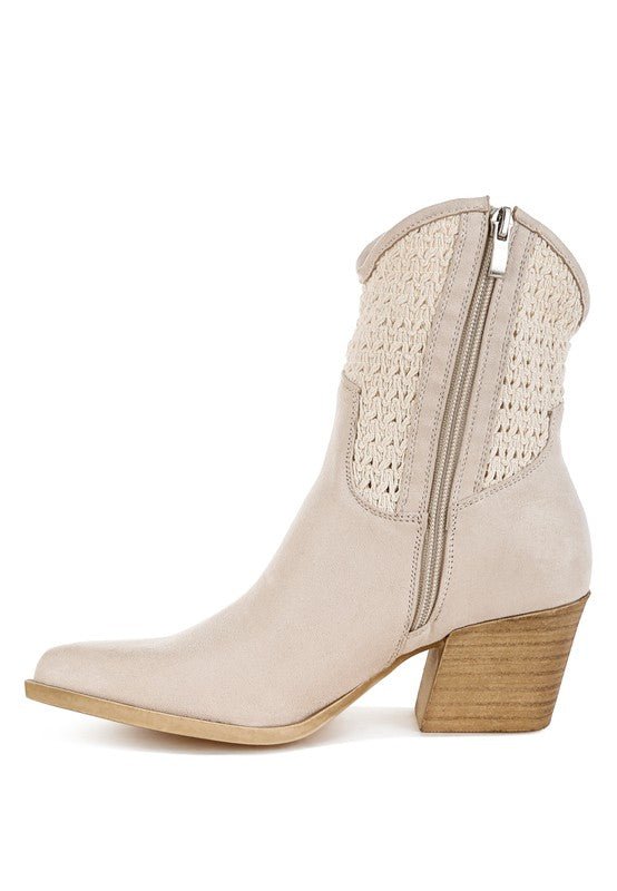 Bimmy Woven Pointy Western Boots - Blu Lotus Boutique