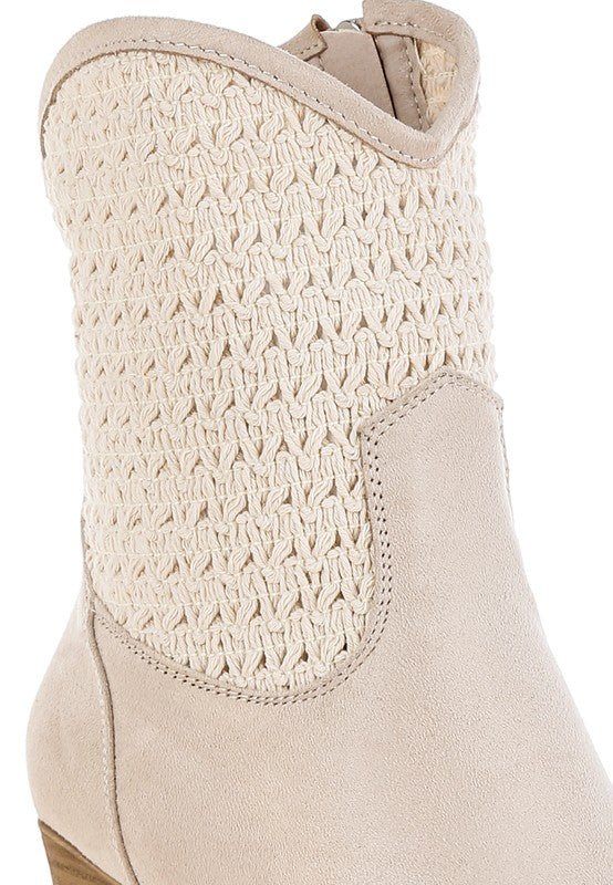 Bimmy Woven Pointy Western Boots - Blu Lotus Boutique
