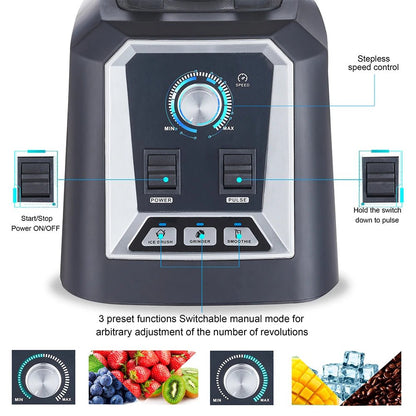BioloMix Automatic Program Professional Kitchen Smoothie Blender BPA FREE 2L Low - profile Jar Food Mixer Juicer Ice Crusher - Blu Lotus Boutique