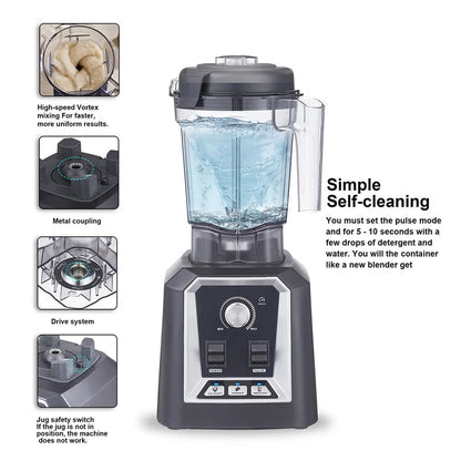 BioloMix Automatic Program Professional Kitchen Smoothie Blender BPA FREE 2L Low - profile Jar Food Mixer Juicer Ice Crusher - Blu Lotus Boutique