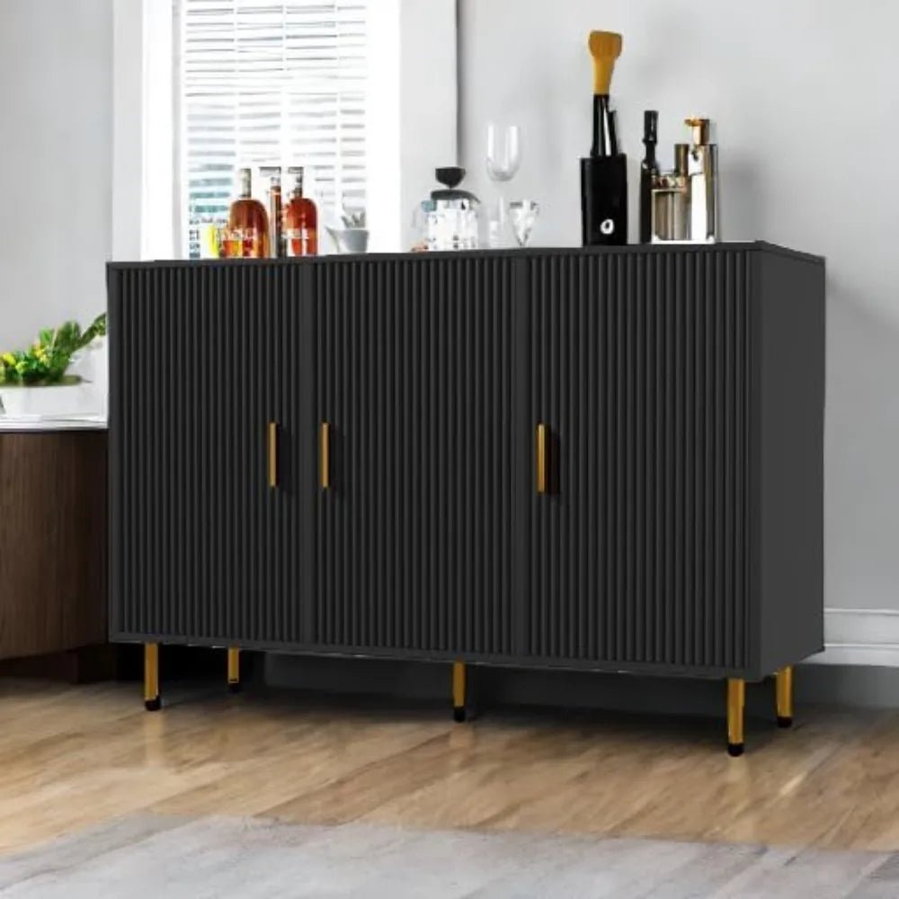 Black Sideboard Buffet Cabinet, Accent Coffee Bar with 3 Doors, Entryway Cabinet for Living Room, Kitchen, Hallway - Blu Lotus Boutique