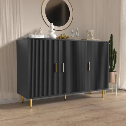 Black Sideboard Buffet Cabinet, Accent Coffee Bar with 3 Doors, Entryway Cabinet for Living Room, Kitchen, Hallway - Blu Lotus Boutique