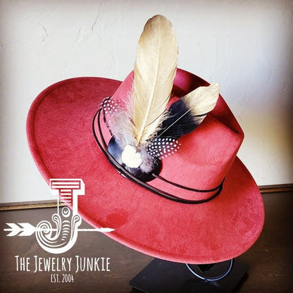 BlackGold Feather&Turq Slab Hatband Choice Hat - Blu Lotus Boutique