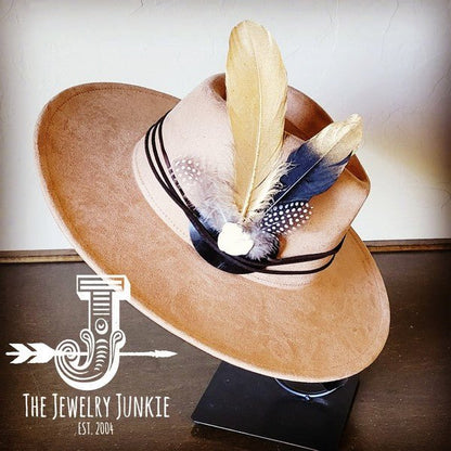 BlackGold Feather&Turq Slab Hatband Choice Hat - Blu Lotus Boutique