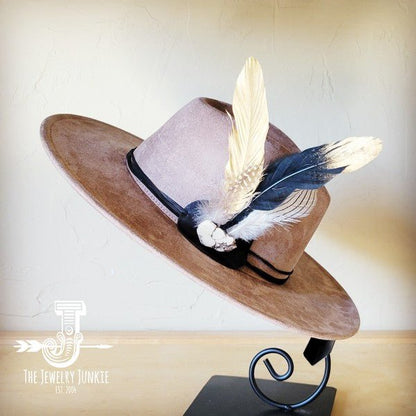 BlackGold Feather&Turq Slab Hatband Choice Hat - Blu Lotus Boutique
