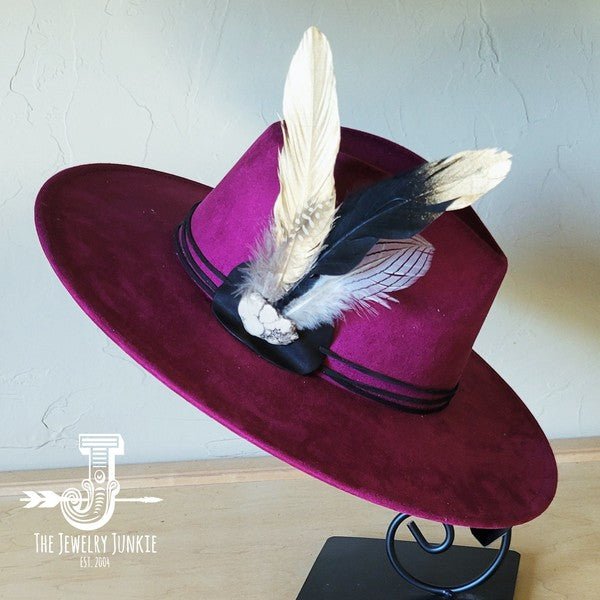 BlackGold Feather&Turq Slab Hatband Choice Hat - Blu Lotus Boutique