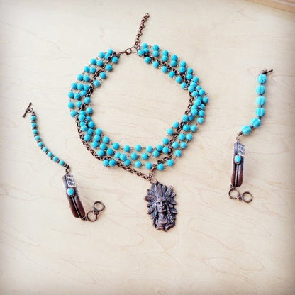 Blue Melon Turquoise Bracelet on Copper Feather - Blu Lotus Boutique
