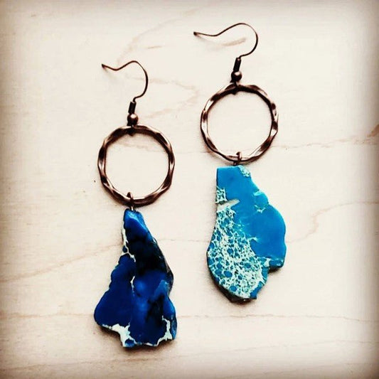 Blue Regalite Chunky Earrings - Blu Lotus Boutique