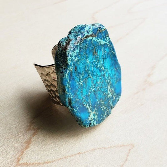 Blue Regalite Chunky Ring - Blu Lotus Boutique