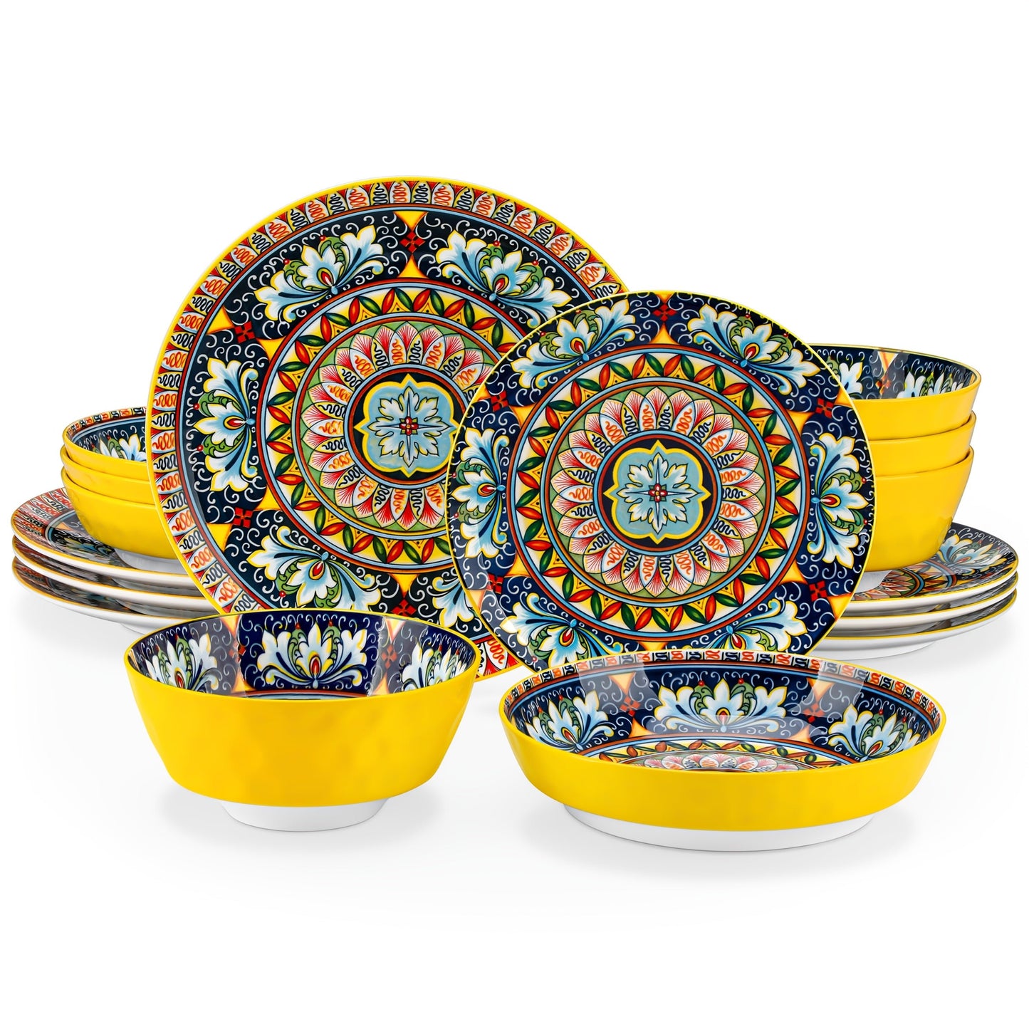 Bohemian Stoneware Dinnerware Set for 46 - Blu Lotus Boutique