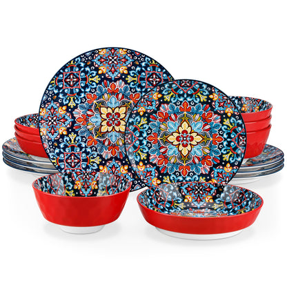 Bohemian Stoneware Dinnerware Set for 46 - Blu Lotus Boutique