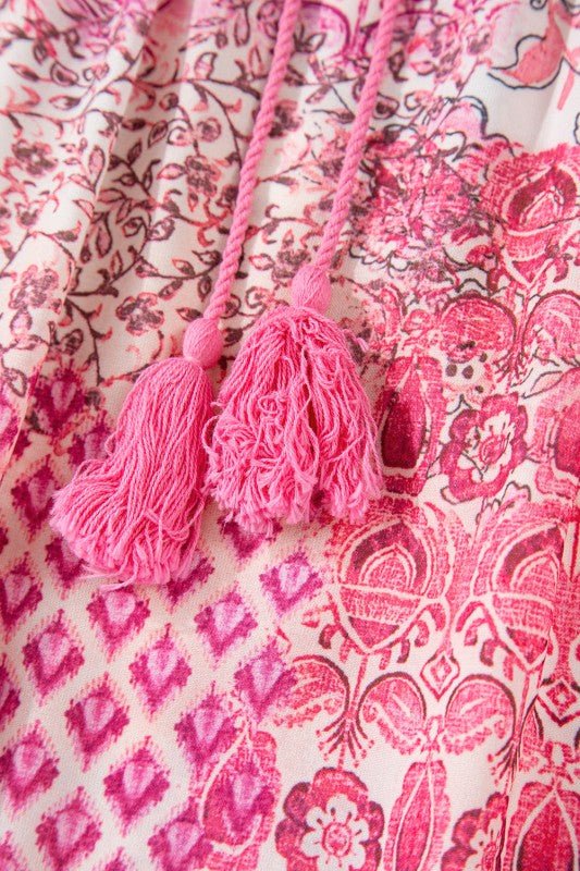 Boho Tassel Drawstring Elastic Waist Maxi Skirt - Blu Lotus Boutique