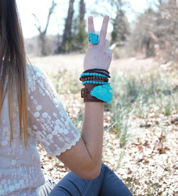 Bracelet Bar - Blue Turquoise Stackable Bracelet - Blu Lotus Boutique