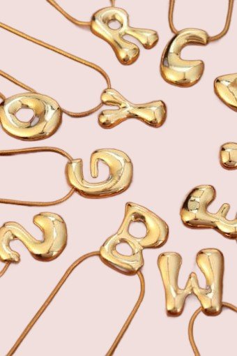 Bubbly Gold Letter Initial Alphabet Necklace - Blu Lotus Boutique