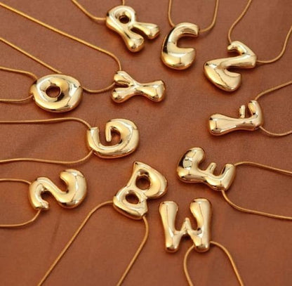 Bubbly Gold Letter Initial Alphabet Necklace - Blu Lotus Boutique