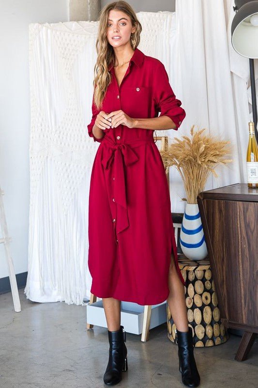 Button down shirt long dress PLUS 30 - 545P - Blu Lotus Boutique