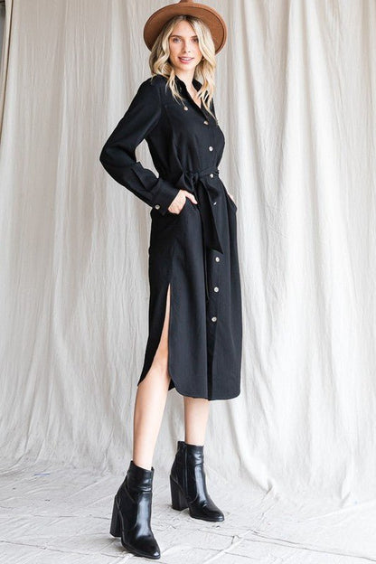 Button down shirt long dress PLUS 30 - 545P - Blu Lotus Boutique