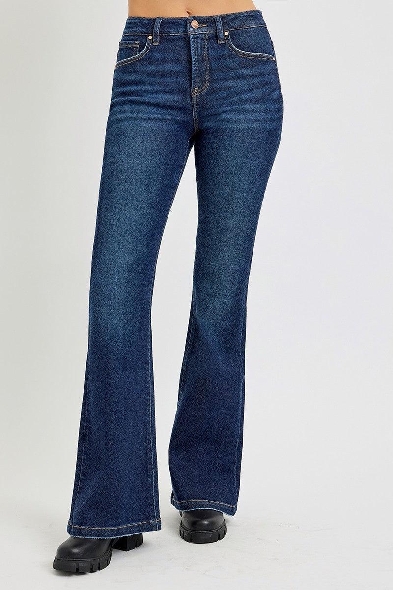 RISEN Full Size High Rise Flare Jeans with Pockets - Blu Lotus Boutique