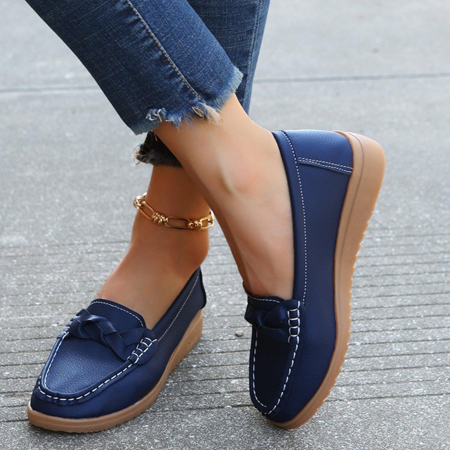 Weave Wedge Heeled Loafers - Blu Lotus Boutique