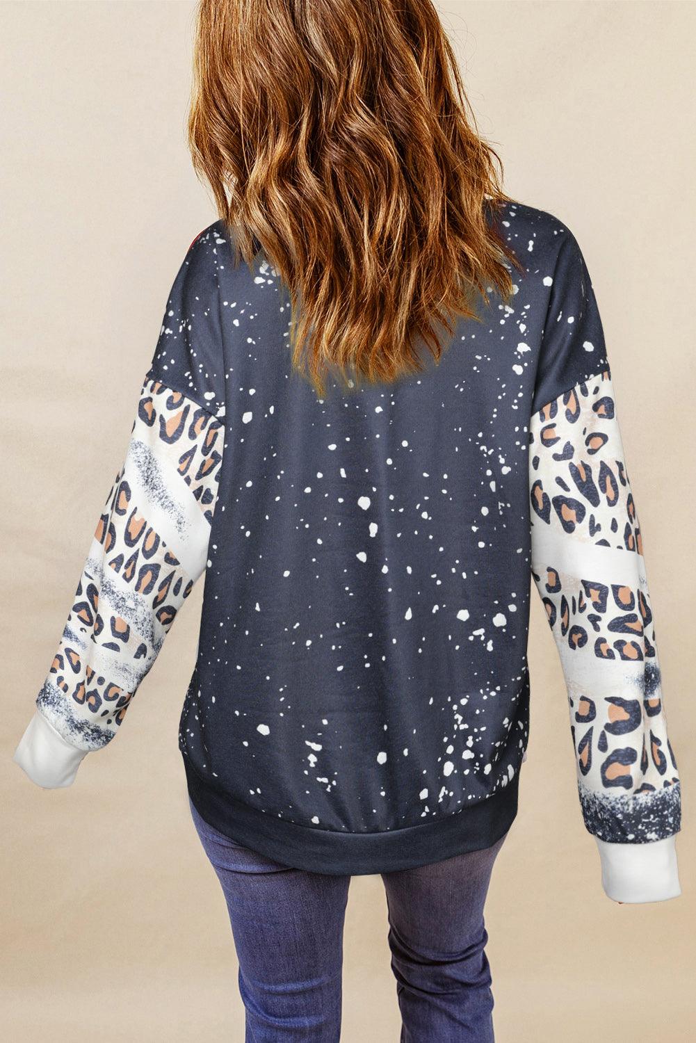 Mixed Print Drop Shoulder Sweatshirt - Blu Lotus Boutique