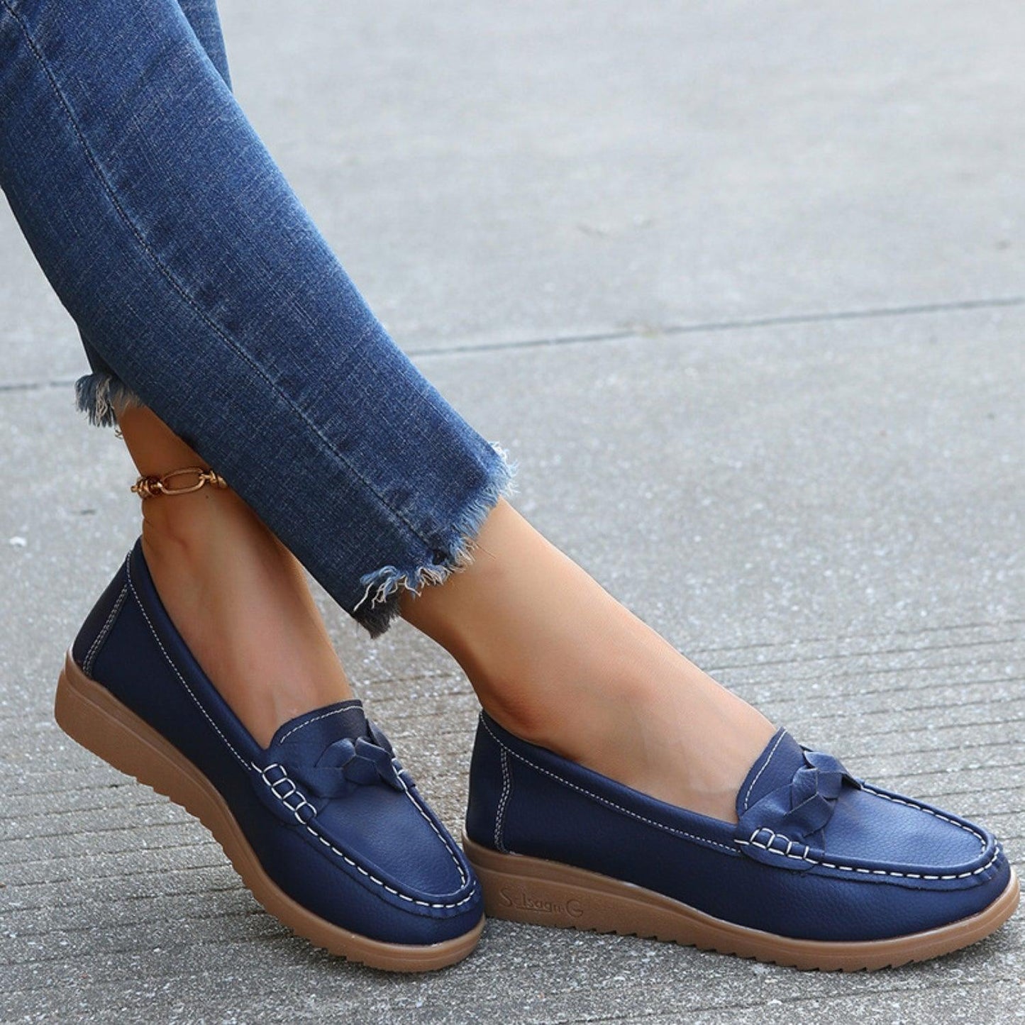 Weave Wedge Heeled Loafers - Blu Lotus Boutique