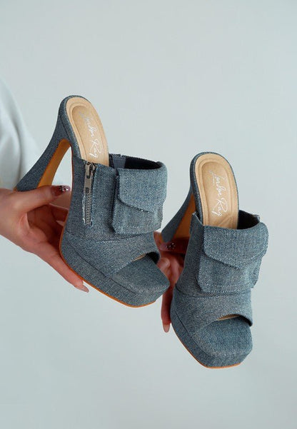 Celidih Denim Pouch Detail Sandals - Blu Lotus Boutique