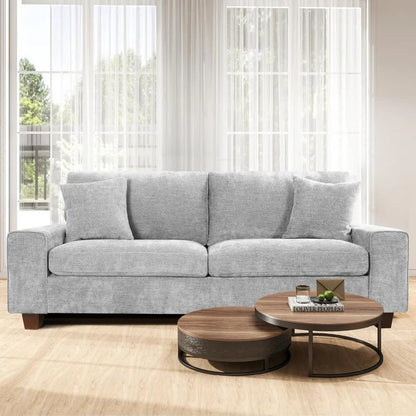 Chenille Sofa Couches for Living Room, 3 Seater Sofa with 2 Pillows,Small Modern Loveseat Couch for Small Spaces, Office - Blu Lotus Boutique