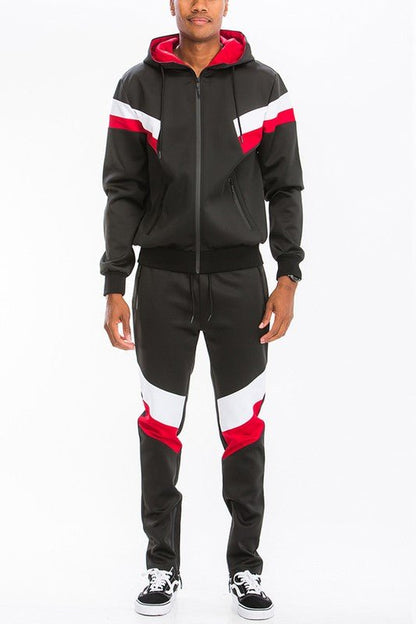 Chevron Stripe Full Zip Track Suit - Blu Lotus Boutique
