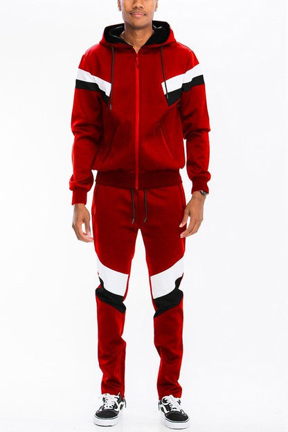 Chevron Stripe Full Zip Track Suit - Blu Lotus Boutique