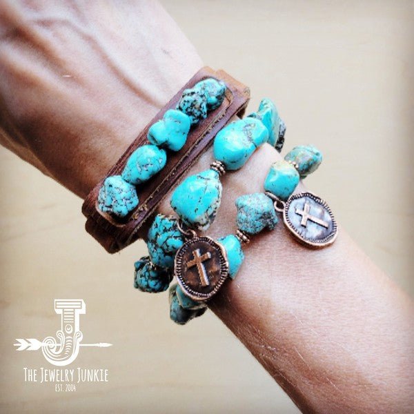 Chunky Blue Turquoise Beaded Bracelet - Blu Lotus Boutique