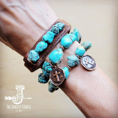 Chunky Blue Turquoise Beaded Bracelet - Blu Lotus Boutique