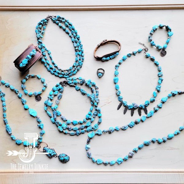 Chunky Blue Turquoise Beaded Bracelet - Blu Lotus Boutique