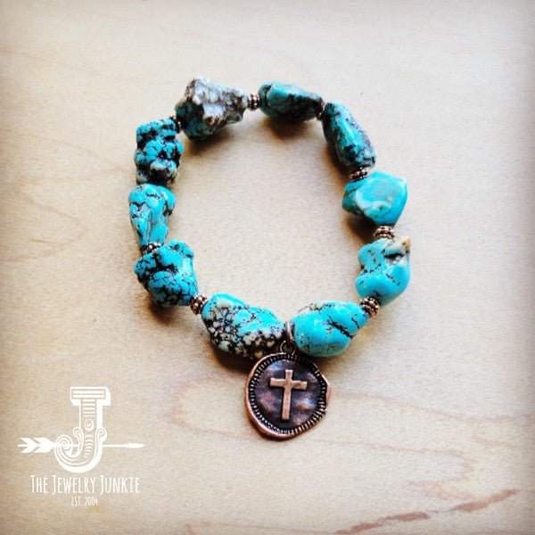 Chunky Blue Turquoise Beaded Bracelet - Blu Lotus Boutique