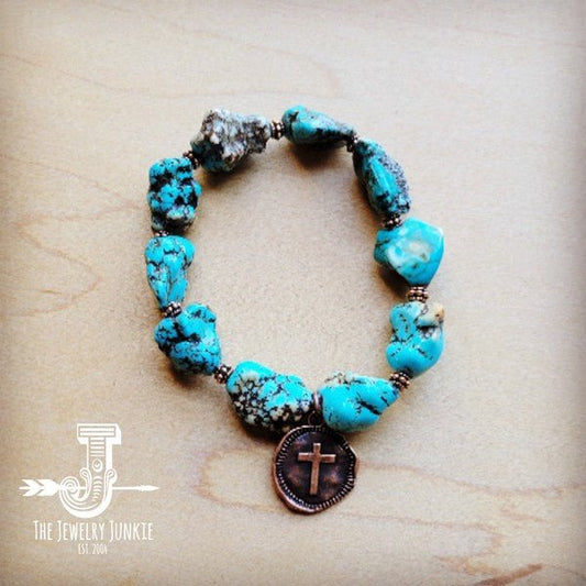 Chunky Blue Turquoise Beaded Bracelet - Blu Lotus Boutique